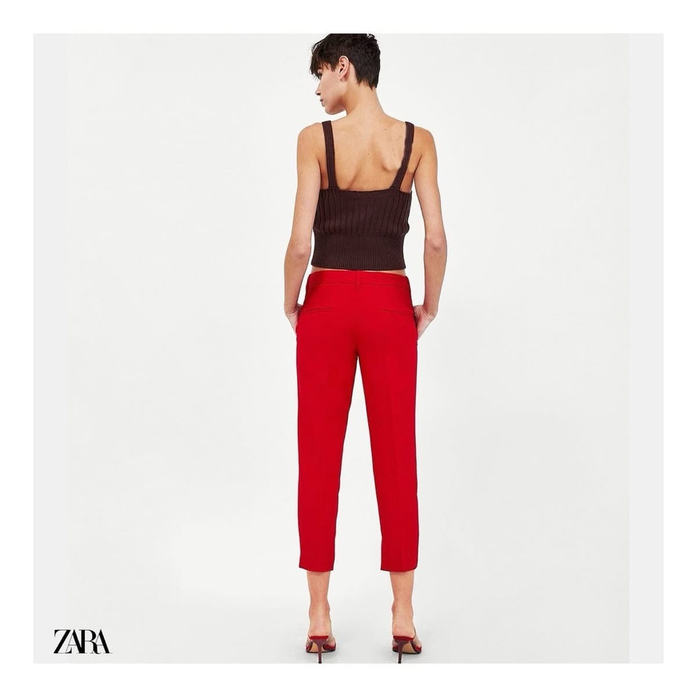 Zara Women's Vibrant Red Cropped Pants